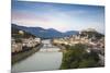View of Salzach River and Hohensalzburg Castle above The Old City, Salzburg, Austria, Europe-Jane Sweeney-Mounted Photographic Print