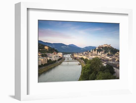 View of Salzach River and Hohensalzburg Castle above The Old City, Salzburg, Austria, Europe-Jane Sweeney-Framed Photographic Print