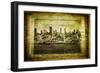 View of San Francisco Skyline in Vintage Filtered Textured Style-MartinM303-Framed Art Print