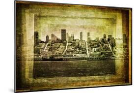 View of San Francisco Skyline in Vintage Filtered Textured Style-MartinM303-Mounted Art Print