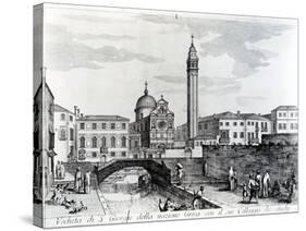 View of San Giorgio Dei Greci and the Flanginian School, Venice (Engraving)-Italian-Stretched Canvas