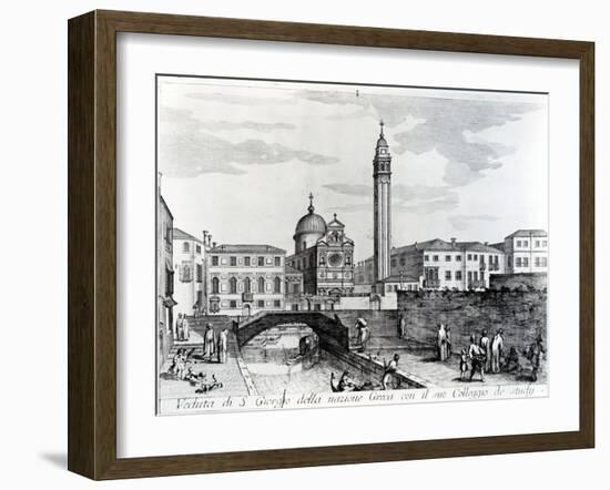 View of San Giorgio Dei Greci and the Flanginian School, Venice (Engraving)-Italian-Framed Giclee Print