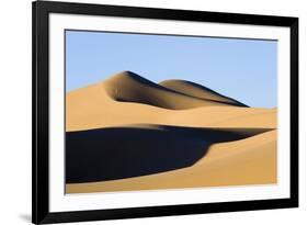 View of sand dunes in desert habitat, Khongoryn Els Sand Dunes, Southern Gobi Desert, Mongolia-David Tipling-Framed Photographic Print