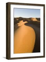 View of sand dunes in desert habitat, Khongoryn Els Sand Dunes, Southern Gobi Desert, Mongolia-David Tipling-Framed Photographic Print