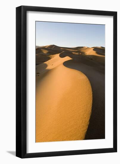 View of sand dunes in desert habitat, Khongoryn Els Sand Dunes, Southern Gobi Desert, Mongolia-David Tipling-Framed Photographic Print