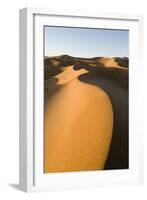 View of sand dunes in desert habitat, Khongoryn Els Sand Dunes, Southern Gobi Desert, Mongolia-David Tipling-Framed Photographic Print