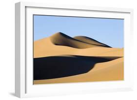 View of sand dunes in desert habitat, Khongoryn Els Sand Dunes, Southern Gobi Desert, Mongolia-David Tipling-Framed Photographic Print