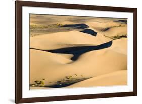 View of sand dunes in desert habitat, Khongoryn Els Sand Dunes, Southern Gobi Desert, Mongolia-David Tipling-Framed Photographic Print