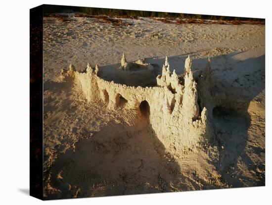 View of Sandcastle on Beach-David Barnes-Stretched Canvas