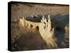 View of Sandcastle on Beach-David Barnes-Stretched Canvas