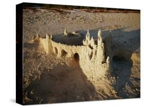 View of Sandcastle on Beach-David Barnes-Stretched Canvas