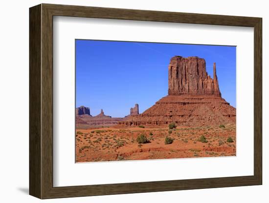 View of sandstone buttes in high desert habitat, West Mitten, Monument Valley, Navajo Tribal Park-Jurgen & Christine Sohns-Framed Photographic Print