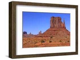 View of sandstone buttes in high desert habitat, West Mitten, Monument Valley, Navajo Tribal Park-Jurgen & Christine Sohns-Framed Photographic Print