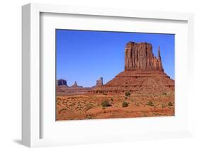 View of sandstone buttes in high desert habitat, West Mitten, Monument Valley, Navajo Tribal Park-Jurgen & Christine Sohns-Framed Photographic Print