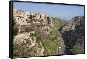 View of Sant'Agostino Convent in the Sassi Area of Matera and Ravine, Basilicata, Italy, Europe-Martin Child-Framed Photographic Print