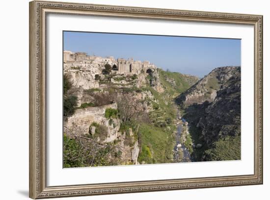 View of Sant'Agostino Convent in the Sassi Area of Matera and Ravine, Basilicata, Italy, Europe-Martin Child-Framed Photographic Print