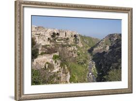 View of Sant'Agostino Convent in the Sassi Area of Matera and Ravine, Basilicata, Italy, Europe-Martin Child-Framed Photographic Print