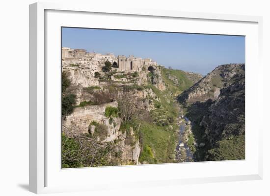 View of Sant'Agostino Convent in the Sassi Area of Matera and Ravine, Basilicata, Italy, Europe-Martin Child-Framed Photographic Print