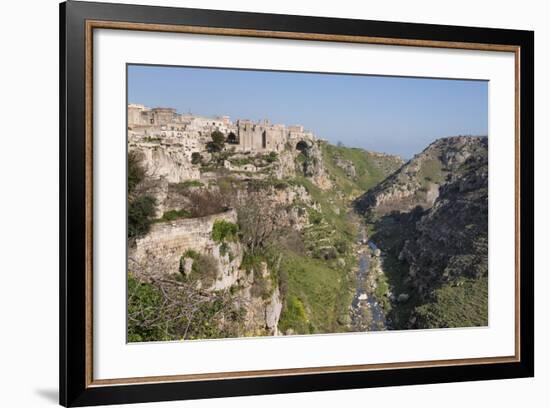 View of Sant'Agostino Convent in the Sassi Area of Matera and Ravine, Basilicata, Italy, Europe-Martin Child-Framed Photographic Print