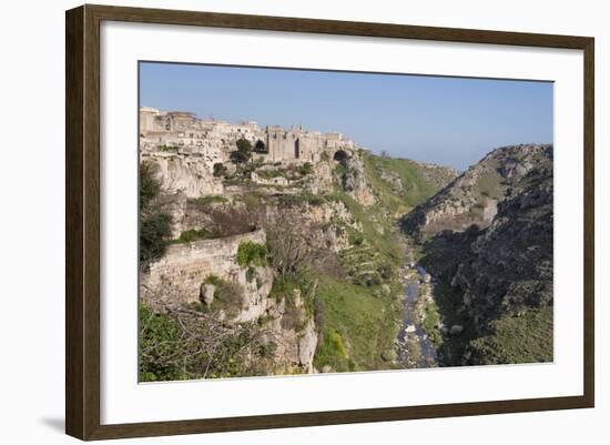 View of Sant'Agostino Convent in the Sassi Area of Matera and Ravine, Basilicata, Italy, Europe-Martin Child-Framed Photographic Print