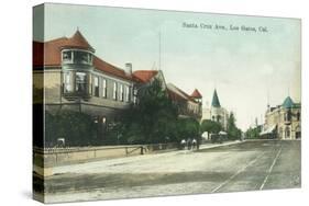 View of Santa Cruz Avenue - Los Gatos, CA-Lantern Press-Stretched Canvas