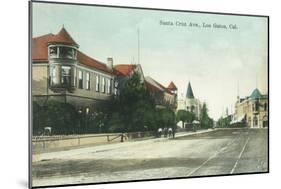 View of Santa Cruz Avenue - Los Gatos, CA-Lantern Press-Mounted Art Print