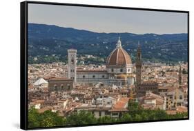 View of Santa Maria Del Fiore Cathedral and Palazzo Vecchio from Forte Belvedere-Guido Cozzi-Framed Stretched Canvas