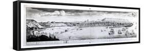 View of Scarborough, 1735 (Engraving) (B/W Photo)-English-Framed Stretched Canvas