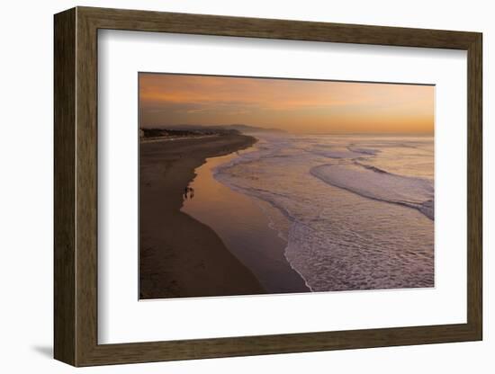 View of sea and beach at sunset, Ocean Beach, Pacific Ocean coast of San Francisco, California-Bob Gibbons-Framed Photographic Print