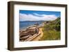 View of sea and coast towards La Maddalena from near Porto Rafael, Sardinia, Italy, Mediterranean-Frank Fell-Framed Photographic Print