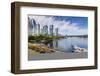 View of seaplane and urban office buildings around Vancouver Harbour, Downtown, Vancouver, British -Frank Fell-Framed Photographic Print