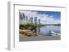 View of seaplane and urban office buildings around Vancouver Harbour, Downtown, Vancouver, British -Frank Fell-Framed Photographic Print