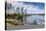 View of seaplane and urban office buildings around Vancouver Harbour, Downtown, Vancouver, British -Frank Fell-Stretched Canvas