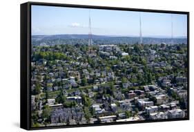 View of Seattle and Radio Towers from Space Needle-Nosnibor137-Framed Stretched Canvas