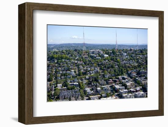 View of Seattle and Radio Towers from Space Needle-Nosnibor137-Framed Photographic Print