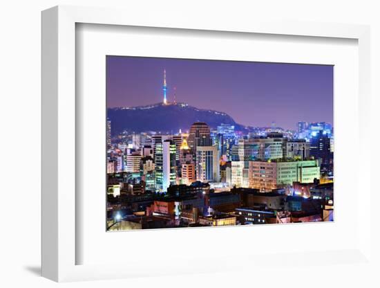 View of Seoul, South Korea at Night.-SeanPavonePhoto-Framed Photographic Print