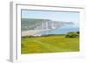 View of Seven Sisters Chalk Cliffs and Coastguard Cottages at Cuckmere Haven-Frank Fell-Framed Photographic Print