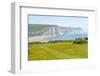 View of Seven Sisters Chalk Cliffs and Coastguard Cottages at Cuckmere Haven-Frank Fell-Framed Photographic Print