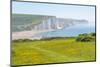 View of Seven Sisters Chalk Cliffs and Coastguard Cottages at Cuckmere Haven-Frank Fell-Mounted Photographic Print