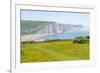 View of Seven Sisters Chalk Cliffs and Coastguard Cottages at Cuckmere Haven-Frank Fell-Framed Photographic Print