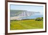 View of Seven Sisters Chalk Cliffs and Coastguard Cottages at Cuckmere Haven-Frank Fell-Framed Photographic Print