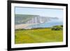 View of Seven Sisters Chalk Cliffs and Coastguard Cottages at Cuckmere Haven-Frank Fell-Framed Photographic Print