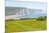 View of Seven Sisters Chalk Cliffs and Coastguard Cottages at Cuckmere Haven-Frank Fell-Mounted Photographic Print