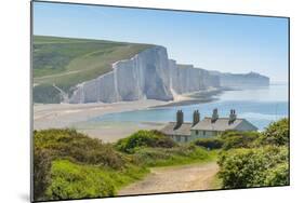 View of Seven Sisters Chalk Cliffs and Coastguard Cottages at Cuckmere Haven-Frank Fell-Mounted Photographic Print