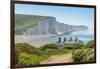 View of Seven Sisters Chalk Cliffs and Coastguard Cottages at Cuckmere Haven-Frank Fell-Framed Photographic Print