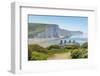 View of Seven Sisters Chalk Cliffs and Coastguard Cottages at Cuckmere Haven-Frank Fell-Framed Premium Photographic Print