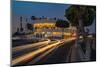 View of shops and bars at dusk, Puerto del Carmen, Lanzarote, Las Palmas-Frank Fell-Mounted Photographic Print