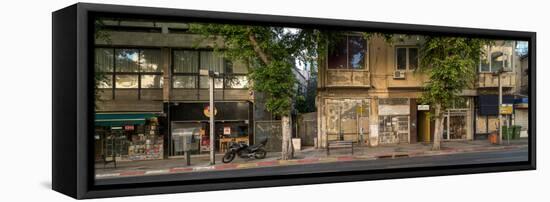 View of shops on the street, Allenby Street, Tel Aviv, Israel-null-Framed Stretched Canvas