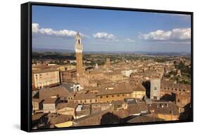 View of Siena Palazzo Publico and Piazza Del Campo, Siena, Tuscany, Italy, Europe-Simon Montgomery-Framed Stretched Canvas