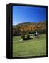 View of Silo and Autumn Landscape, Northeast Kingdom, Vermont, USA-Walter Bibikow-Framed Stretched Canvas